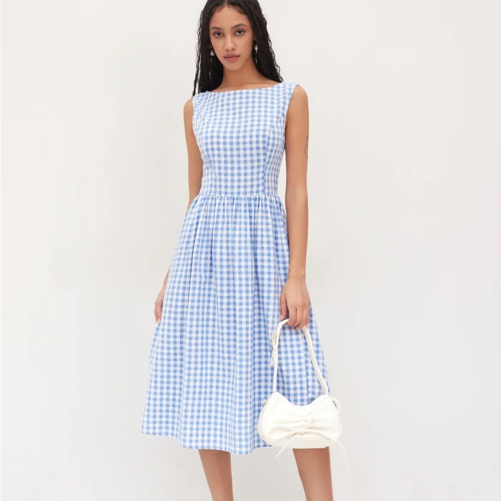 CIDER Blue Gingham Sleeveless Dress